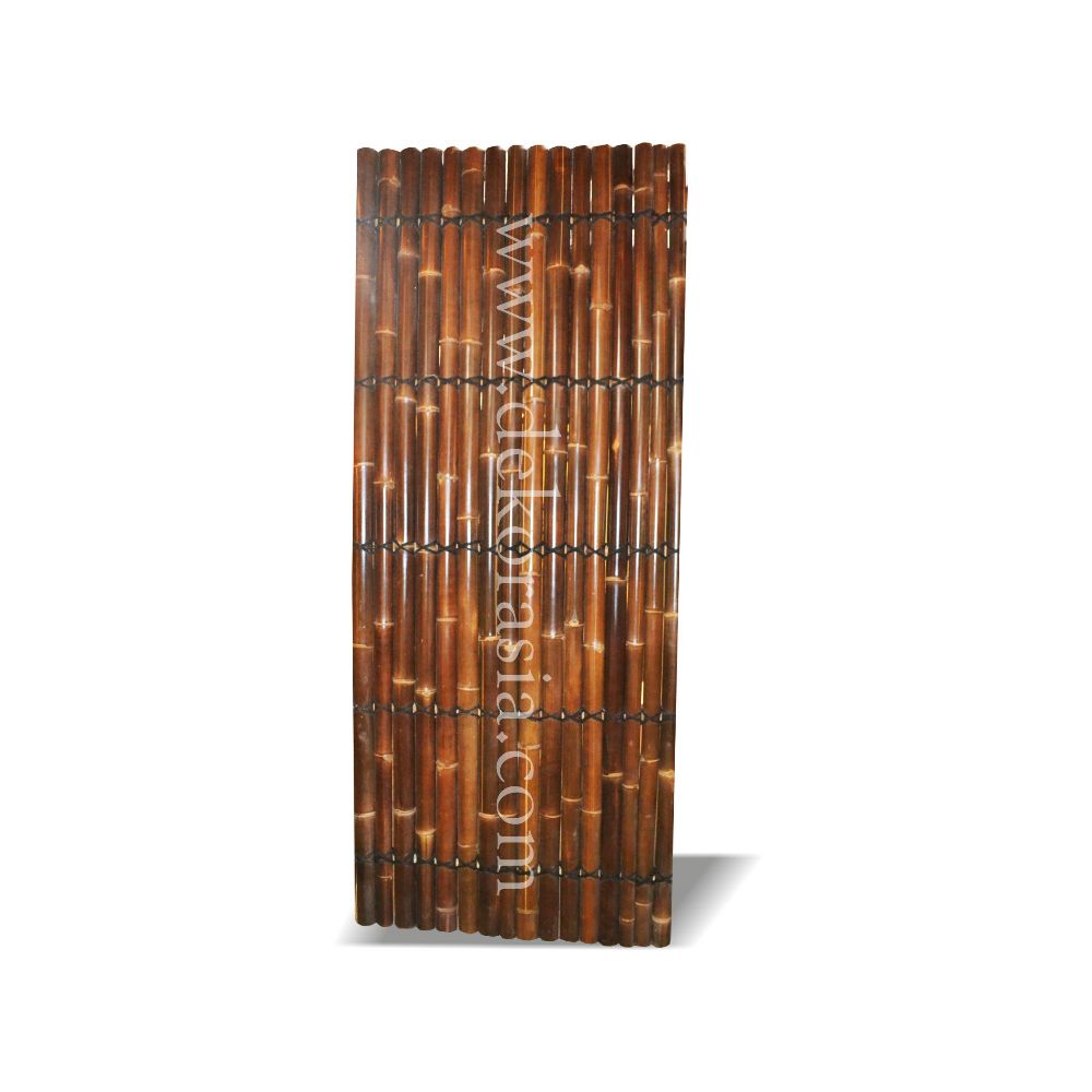  Bamboo Fence | Black half bamboo fence with 5 back slats and black coco rope - Image 1